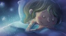 Illustration d'une jeune fille dormant au pays des rêves