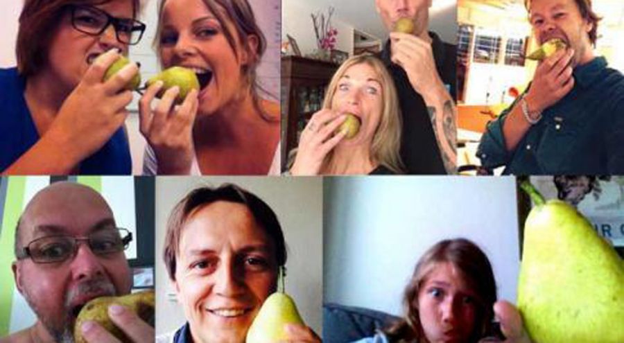 Différents selfies avec un fruit publiés sur les réseaux sociaux