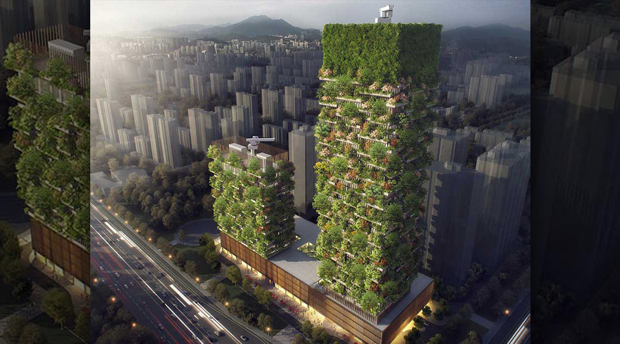 Immeuble forêt en construction en Chine