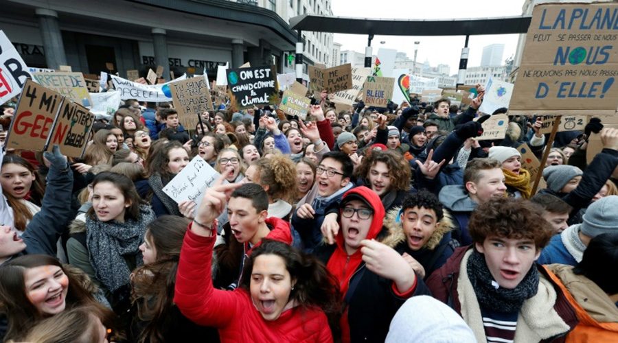 Manifestation lycéen belges pour le climat