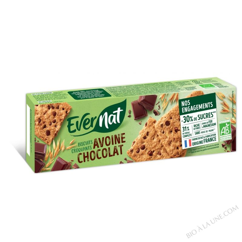 Biscuits croquants avoine chocolat