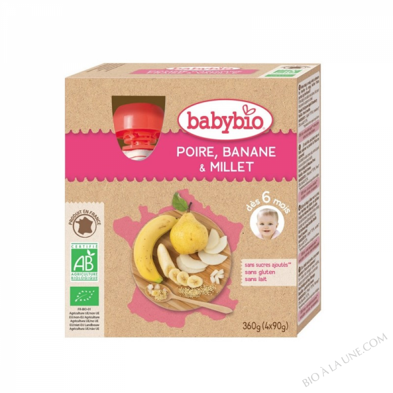 BABYBIO Gourde Poire Banane Millet