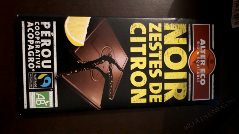 CHOCOLAT NOIR ZESTE DE CITRON – 100g