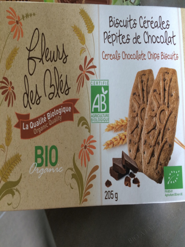 BISCUITS CÉRÉALES PÉPITES DE CHOCOLAT - FLEURS DES CHAMPS - 205 G