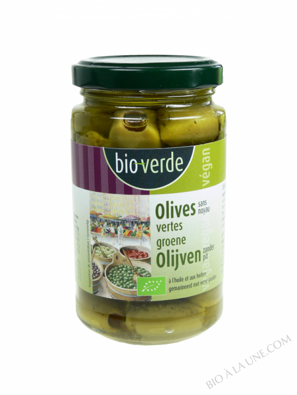 Olives vertes sans noyau dans l'huile aux herbes fraîches, 200g