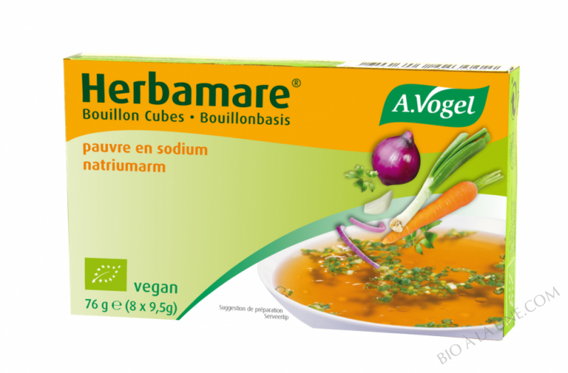 BOUILLON CUBE AU SEL MARIN HERBAMARE PAUVRE EN SODIUM 76G BOUILLON CUBE AU SEL MARIN HERBAMARE PAUVRE EN SODIUM 76G