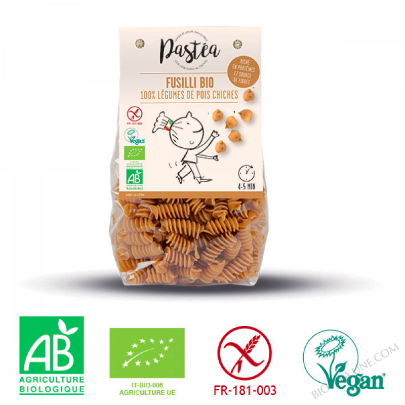 PASTEA - FUSILLI BIO 100% POIS CHICHES PASTEA - FUSILLI BIO 100% POIS CHICHES