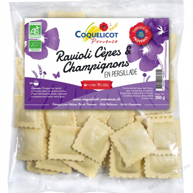 Ravioli Cèpes et Champignons en persillade BIO - 250G Ravioli Cèpes et Champignons en persillade BIO - 250G
