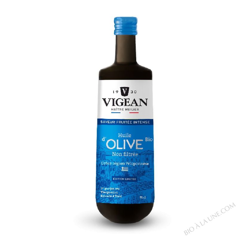 1 - Huile d'olive bio de Grèce non filtrée 75cl