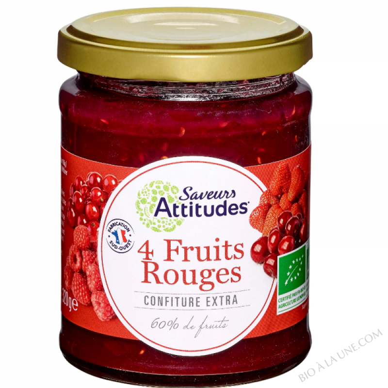 Confiture extra de Quatre fruits rouges bio 320g Confiture extra de Quatre fruits rouges bio 320g
