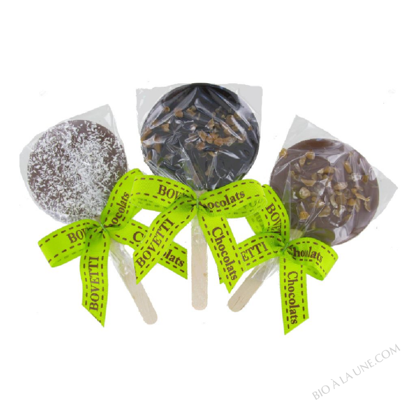 Sucettes bio 20g Bovetti chocolat grand cru Saint Domingue Sucettes bio 20g Bovetti chocolat grand cru Saint Domingue