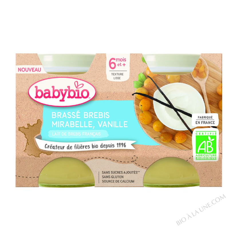 BABYBIO Pot Brassé Brebis Mirabelle Vanille