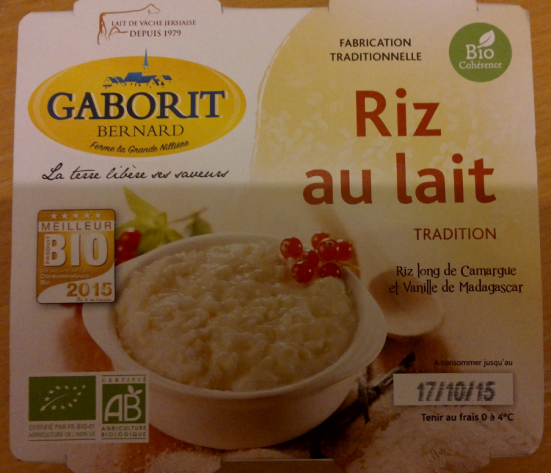 Riz Au Lait "Tradition " 140 Gr X 4 Pp 140 G X 4 Bernard GABORIT Bio à la une