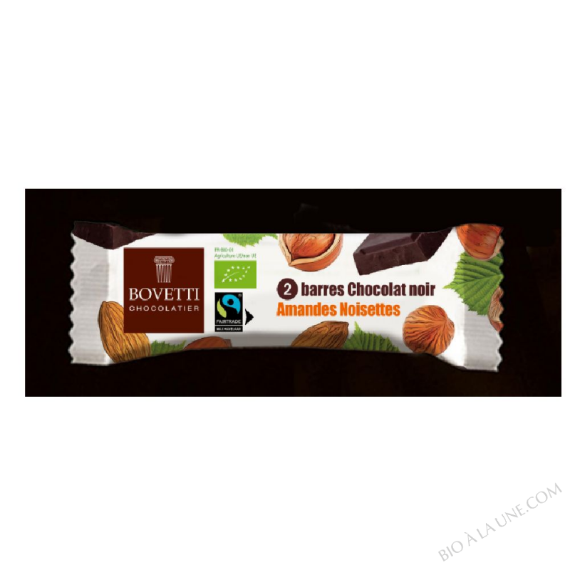 Barres Chocolatées-Chocolat Noir Amandes Noisettes  40g