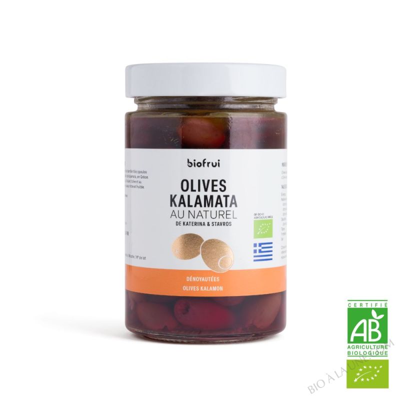 Olive Kalamon noire de Kalamata dénoyautée en saumure traditionnelle | Bocal 190 g
