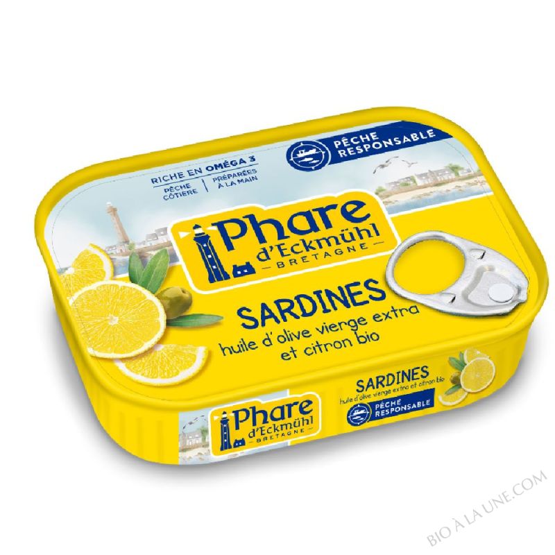 Sardines au citron et à l'huile d'olive bio - 135g