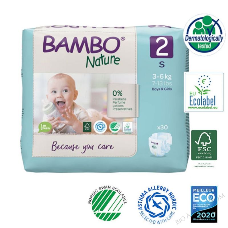 BAMBO NATURE 30 couches jetables T2 - 3-6 kg