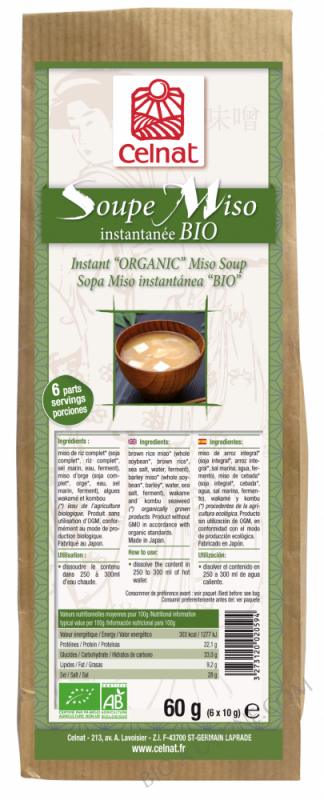 CELNAT Soupe Miso Instantanée BIO - 60G CELNAT Soupe Miso Instantanée BIO - 60G