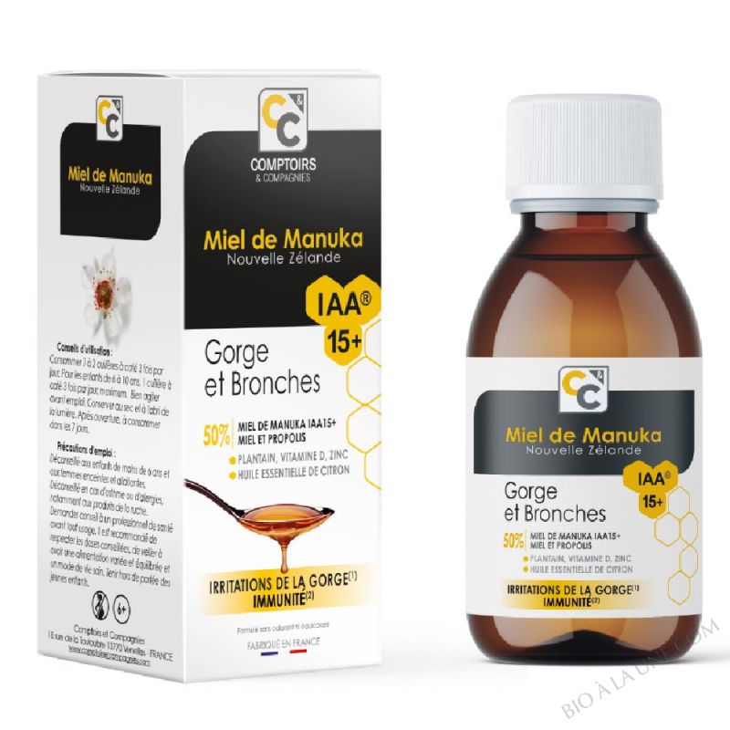 Solution buvable gorge et bronches au miel de Manuka IAA15+