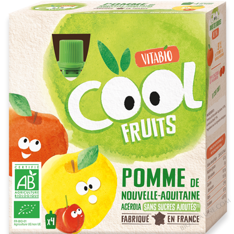 Compote Cool Fruits Pomme 4x90g VITABIO Bio à la une