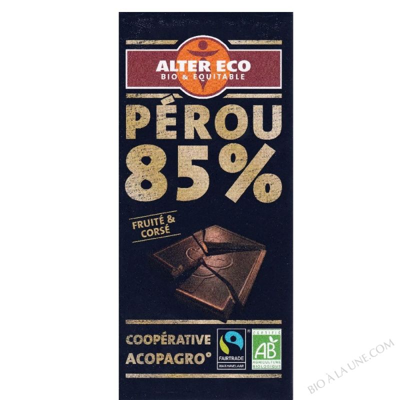 Chocolat bio noir Pérou 85%