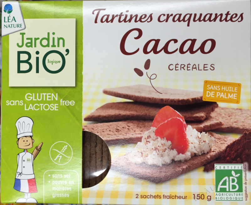 Tartines craquantes cacao cereales sans gluten 150gr