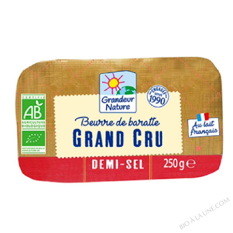 BEURRE DE BARATTE GRAND CRU DEMI-SEL 250 G GRANDEUR NATURE BEURRE DE BARATTE GRAND CRU DEMI-SEL 250 G GRANDEUR NATURE