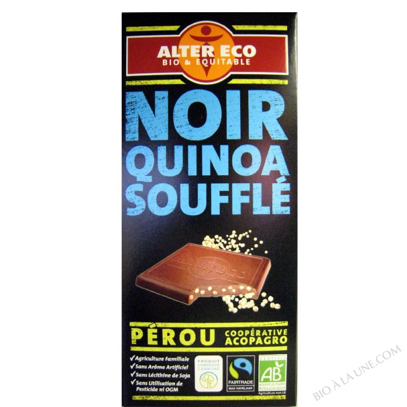 Chocolat bio noir quinoa soufflé