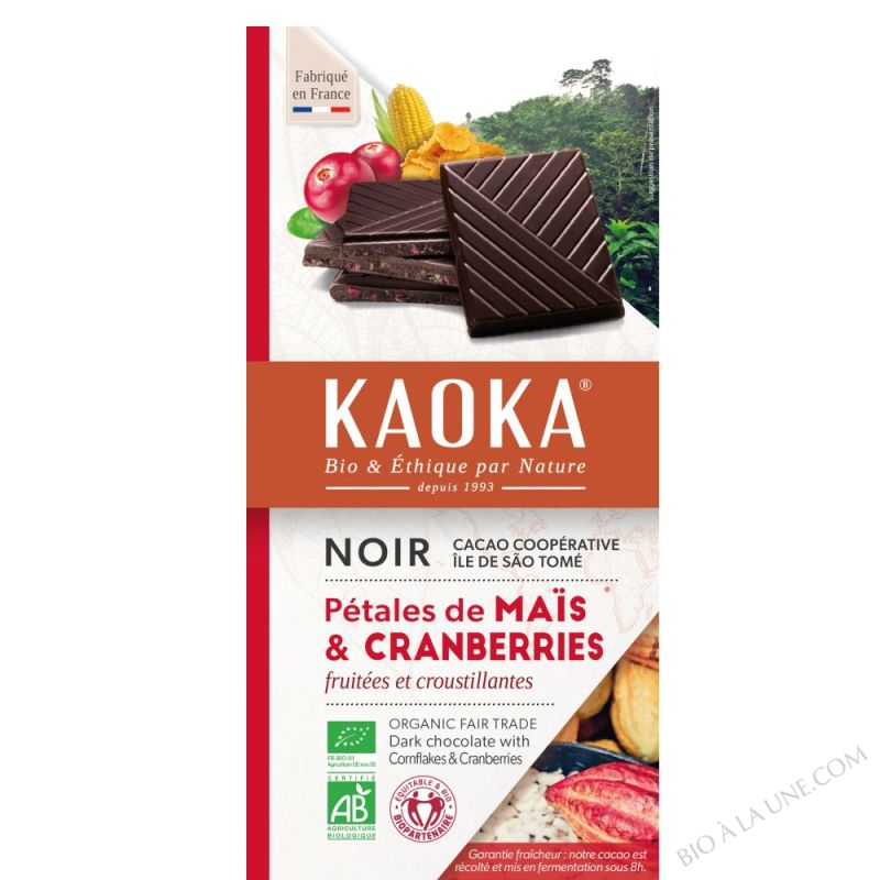 Tablette Chocolat Noir 66% Cranberries Céréales - 100g