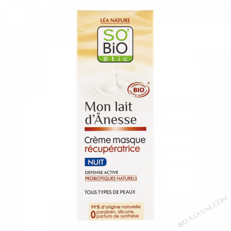 Creme recuperatrice nuit probiotiques et lait d'ânesse bio 50ml