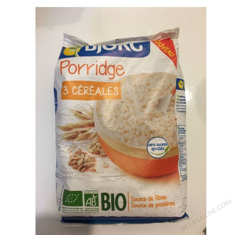 Porridge 3 céréales bio sans sucres ajoutés