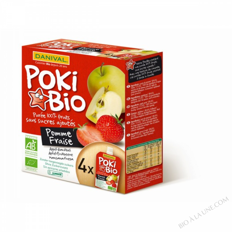 Poki pommes fraises BIO 4 x 90g