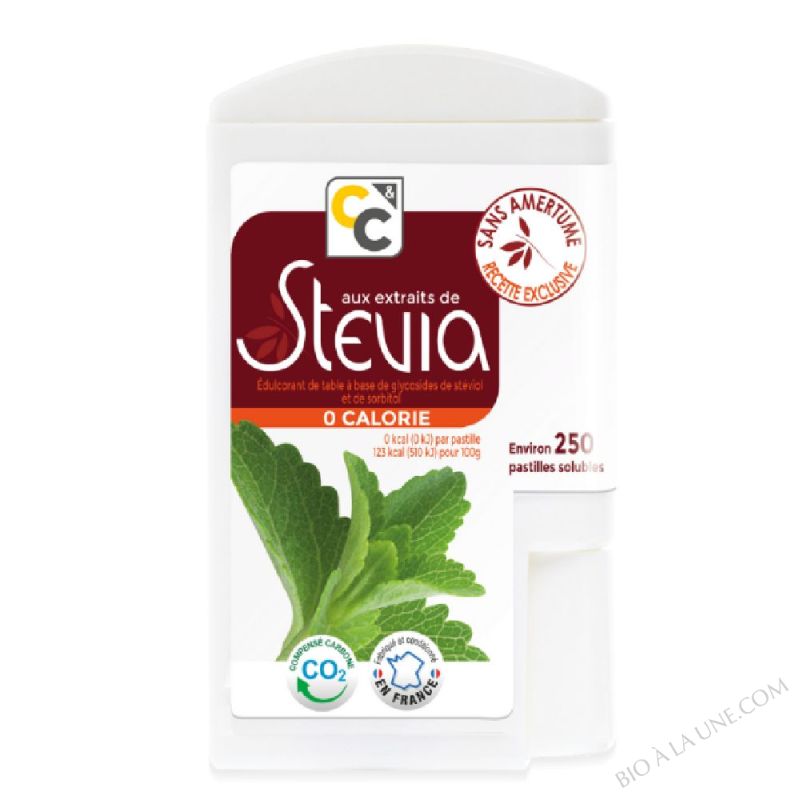 Distributeur pastilles aux extraits de stévia - 250 pastilles