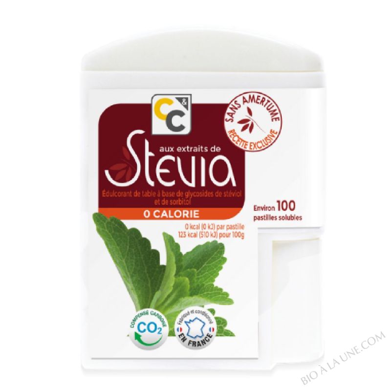 Distributeur pastilles aux extraits de stévia - 100 pastilles