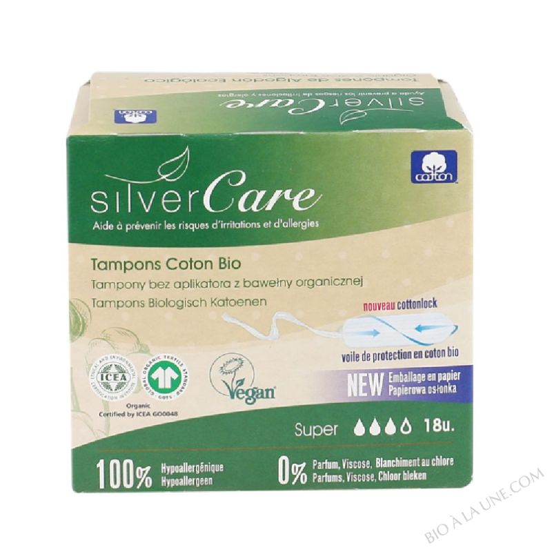 18 Tampons coton bio - Super Sans applicateur 18 Tampons coton bio - Super Sans applicateur