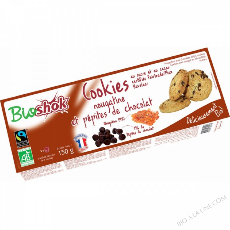 COOKIES NOUGATINE ET PEPITES DE CHOCOLAT - 150GG COOKIES NOUGATINE ET PEPITES DE CHOCOLAT - 150GG