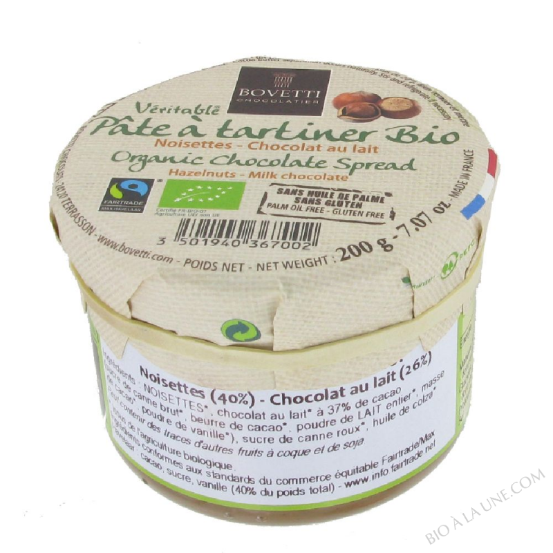 Pâte à tartiner 200g Chocolat au lait bio Noisettes Pâte à tartiner 200g Chocolat au lait bio Noisettes