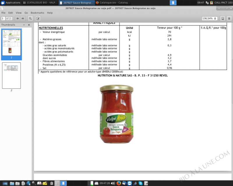 SAUCE BOLOGNAISE AU SOJA SAUCE BOLOGNAISE AU SOJA