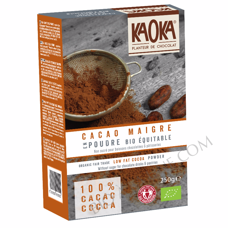 Boite Cacao Maigre en poudre Bio Équitable KAOKA