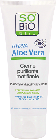 Crème purifiante matifiante, peaux mixtes à grasses, Hydra Aloe Vera bio