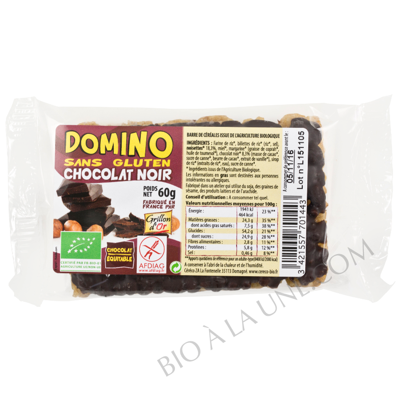 Domino Chocolat Noir sans gluten