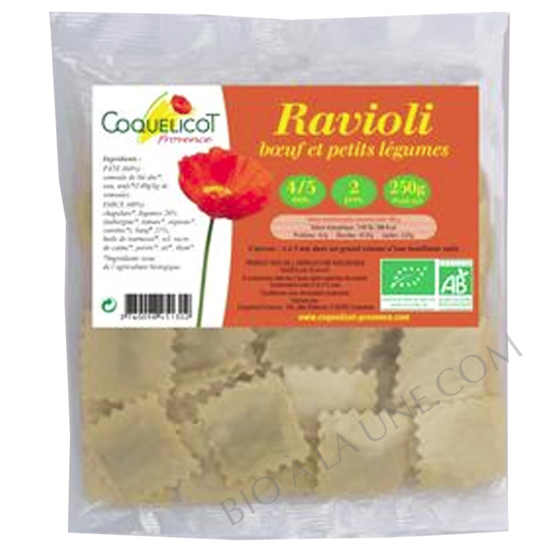Ravioli Bio au Boeuf et Petits Légumes Coquelicot