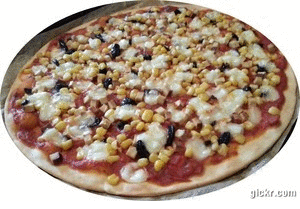 Pizza rouge et jaune