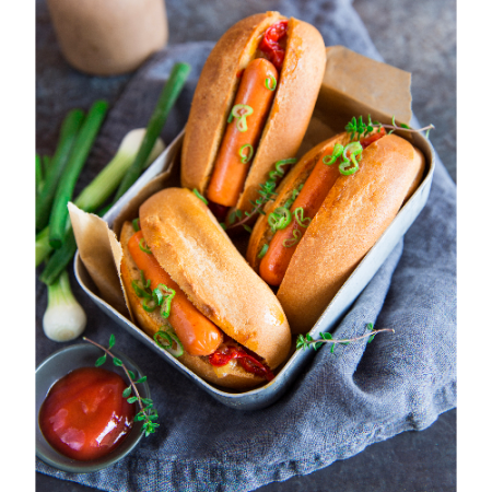 Mini hot dog, saucisses végétales Tartex