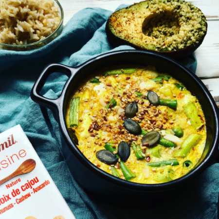 Gratin de légumes au curry et à la crème cajou Ecomil
